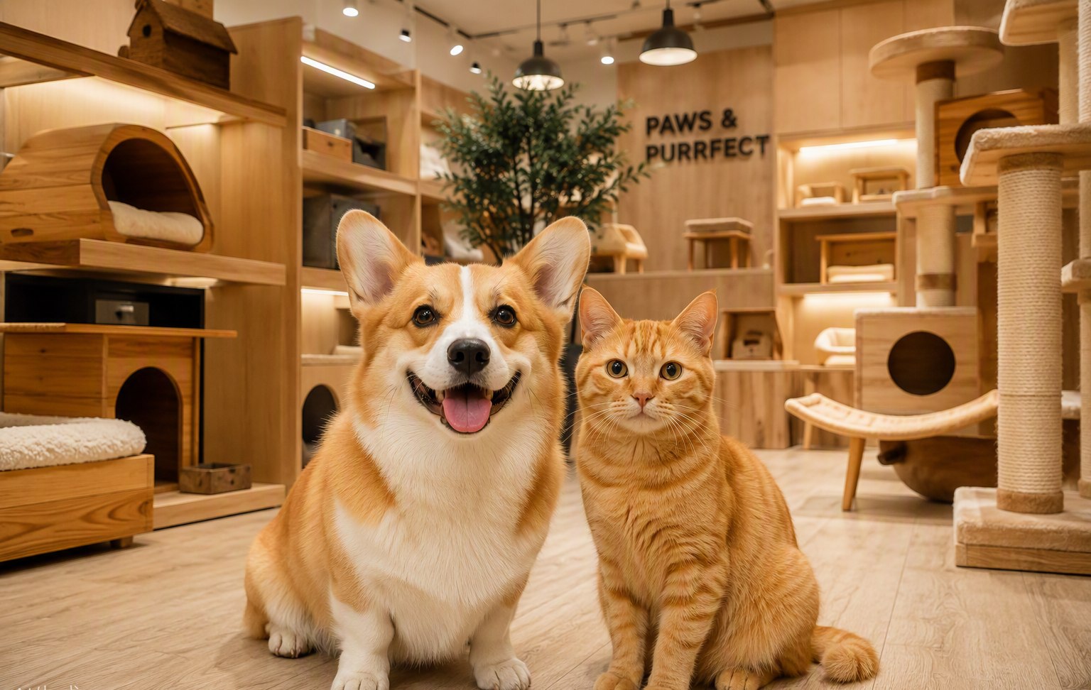 宠物门店实木家居陈列场景